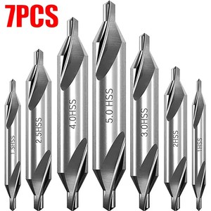 Jeu de 7 forets de centrage HSS <span class=keywords><strong>Meixu</strong></span>, 60 degrés, 1-5 mm, finition argentée, pour outils électriques, perçage de métaux sur tour et travail des métaux - Product Image 1