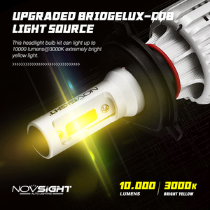 Novsight Lampadina per Fari Auto H4 COB ad Alta Potenza 3000k Giallo Dorato 10000LM 72W 9005 H7 H11 Faro <span class=keywords><strong>LED</strong></span> Luce <span class=keywords><strong>Fendinebbia</strong></span> - Product Image 3