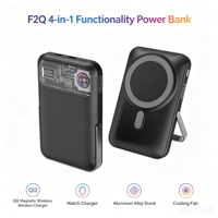 Batterie externe 10000mAh 3.85V/38.5Wh Chargeur sans fil magnétique Qi2 avec support de charge pour montre
