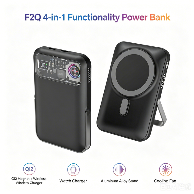 Power Bank 10000mAh 3.85V/38.5Wh Qi2 Magnetic Wireless Charger with Watch Charging Stand