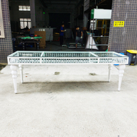 Table à manger de luxe avec cadre et décoration en cristal, plateau en verre Seafoam, vente directe d'usine, pour mariage et banquet