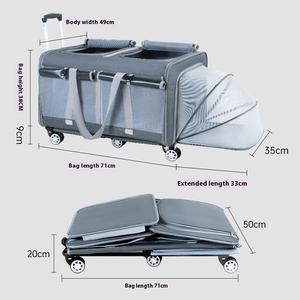 Étui de <span class=keywords><strong>transport</strong></span> pour animaux de compagnie de grande capacité pour chats chiens tige de traction Portable 4 roues détachable universel respirant <span class=keywords><strong>pliable</strong></span> petit - Product Image 1