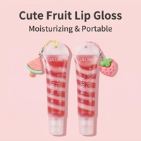 Waterdichte fruit-flavour lipgloss in tube, hydraterend, roze gestreept, draagbaar, normale maat, aangepaste logo-opdruk