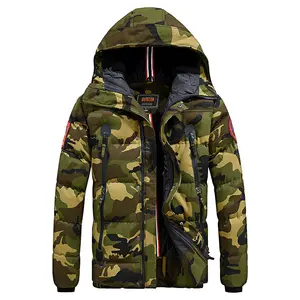 새로운 사용자 정의 로고 위장 두꺼운 겨울 따뜻한 호흡기 자켓 얼굴 후드 남성 다운 재킷