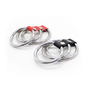 Anello di gallo in metallo collegato in pelle/PU (3 anelli) giocattoli del sesso per dispositivo di cintura di castità maschile adulto prodotti per uomo anelli del pene cazzo del sesso