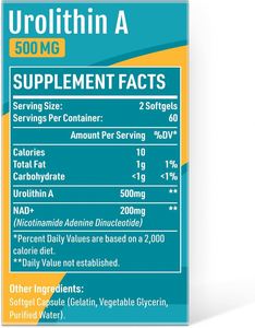 Urolitina a 500mg en polvo antienvejecimiento del fabricante de suplementos de salud OEM cápsulas blandas seguras para adultos no embarazadas - Product Image 2