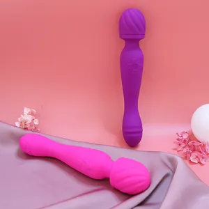 Wosilicone 12 Frequency Dual Head Vibration Woman Vagina Girls Pussy Av Wand Heating Vibrator Massager Rechargeable Sex Toys