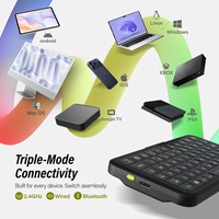 Keyboard Mini Nirkabel BT Tiga Mode Konektivitas, Tahan Air, Lampu Latar RGB, Kemiringan Dapat Disesuaikan, Ringan, Portabel, USB Tipe-C