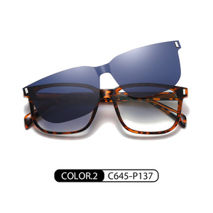 Occhiali da sole quadrati magnetici polarizzati TR90 di alta qualità Vintage moda UV400 obiettivo personalizzato Anti luce blu Clip per occhiali da sole - Product Image 5