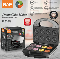 Machine à donuts électrique RAF R.532Q 220V, usage domestique, antiadhésive, mini-machine à donuts, 8 pièces