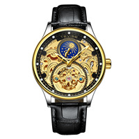 Montre mécanique pour homme TEVISE T820A, boîtier en métal personnalisé, bracelet en cuir, affichage des phases lunaires, résistance à l'eau 30M, vente en gros