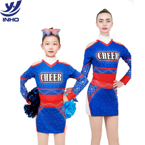 Custom Logo Cheerleading Uniform Slim Fit Performance Skirt Set No Fade Italian Ink Highly Elastic Spandex Sublimation