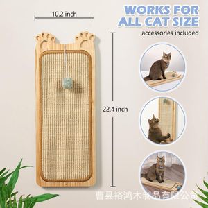 Solid wood wall-mounted cat scratching <b>post</b>, cat toy, wooden scratching <b>post</b> for pet cats, cat ball toy. - Product Image 4
