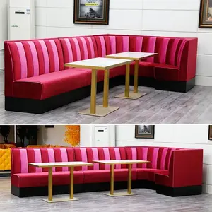 现代商业餐厅餐饮家具定制壁凳厂家供应红色转角展位沙发