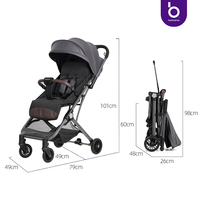 Poussette Bébé Pliable Absorption des Chocs, Poussette de Voyage Compacte, Légère pour Bébé
