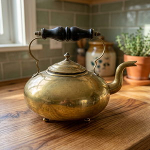 <b>Vintage</b> Brass Tea <b>Kettle</b> With Lid And Handle Metal Water Pot Decorative Kitchenware - Product Image 5