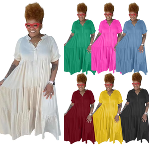 Robes décontractées pour femmes pour l'été, grandes tailles <span class=keywords><strong>2XL</strong></span> à 5XL, élégantes et stylées pour les femmes rondes, <span class=keywords><strong>taille</strong></span> naturelle - Product Image 1