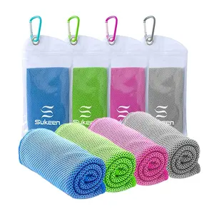 RPET recycled Branded 30x100 instant chilly cooling towel ice sport gym microfiber cooling towel custom logo with pvc zipper bag
