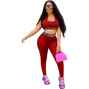 Conjunto De Dos Piezas De Moda Para Mujer Novedades 2022, Conjunto Sexy De Verano De Joggers Para Mujer De 2 Piezas Con Crop Top Y Pantalones - Product Image 1