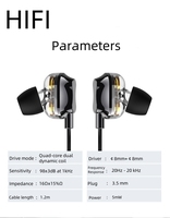 Earphone Berkabel Triple Driver 3.5mm Headset Gaming Sport Earbuds Mic IPX-3 Tahan Air Custom Fit 5Hz-20kHz Bahan ABS