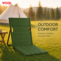 WOQI Siège de plage pliant sans pieds, chaise de sol rembourrée avec dossier, chaise longue ultra-plat portable pour pelouse OEM