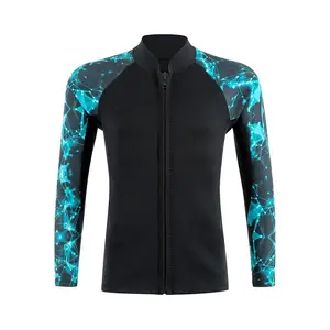 Männer Frauen 2mm SCR Neopren jacke Langarm Nass anzug Top Schwimmen Surfen Tauch jacken Front Reiß verschluss Neopren anzug Jacke