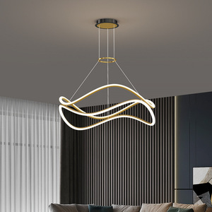 Nordic Minimalist Modern Design Chandelier for Living Room Bedroom <b>Dining</b> Table AC Power Unique Simple Lines <b>Lighting</b> - Product Image 4