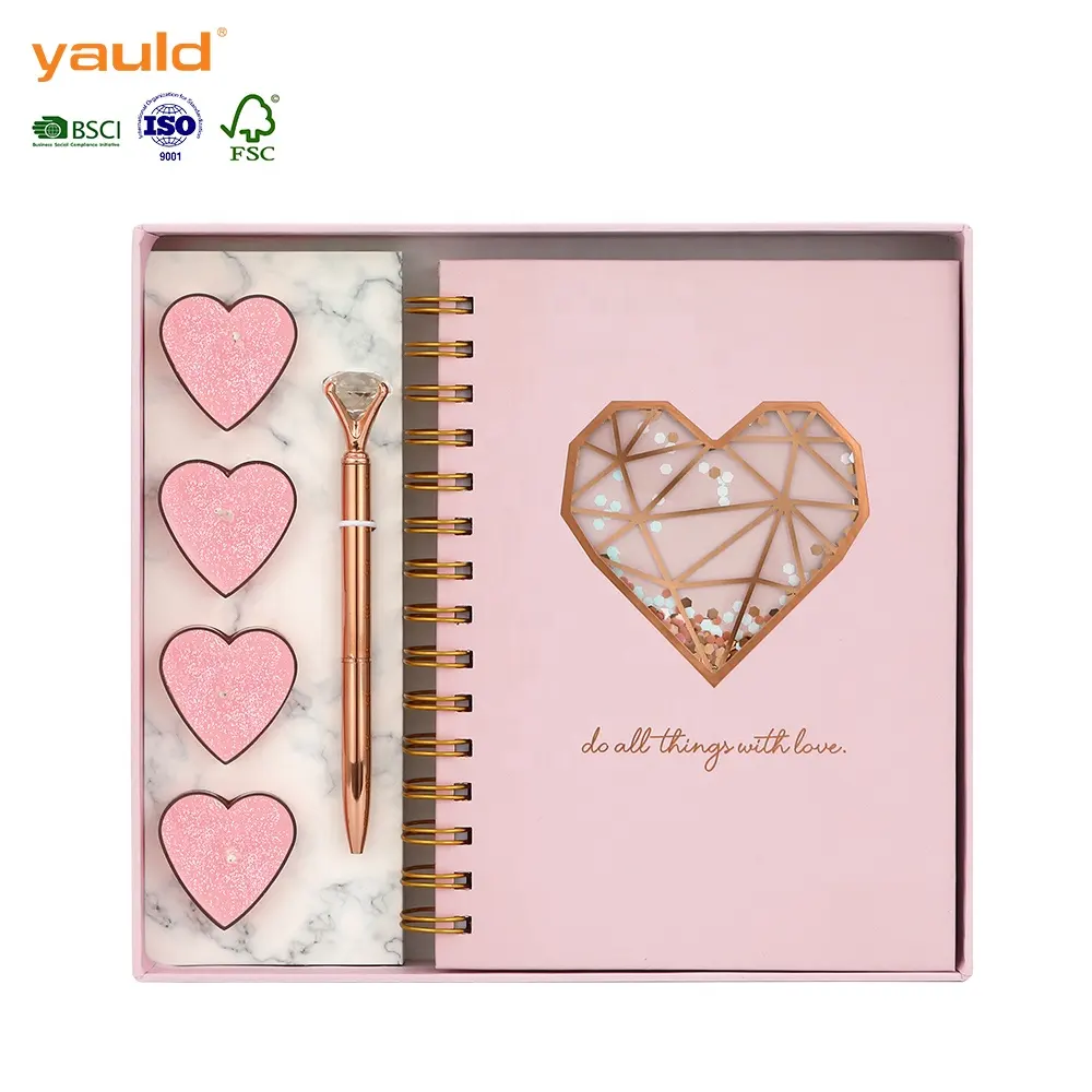 Quaderni personalizzati per diario a spirale A5 con stampa personalizzata con copertina rigida rosa con Set regalo personalizzabile e penna