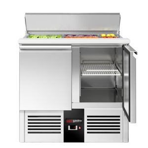 GGM Gastro Saladette PREMIUM - 903mm - 2 doors - with inlet for 2x GN 1/1 & 3x GN 1/6 & stainless steel lid - Product Image 4