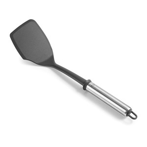 Espátula de silicona negra con mango de acero inoxidable para cocinar y hornear - Product Image 1