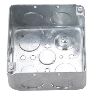 Boîte de jonction métallique électrique carrée de 4x4x2-1/8 pouces, listée UL