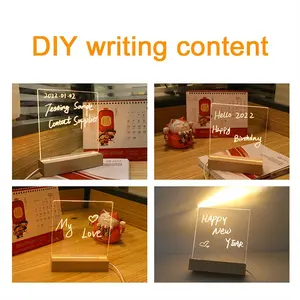 3 रंग रचनात्मक चमकदार लकड़ी 3D दीपक आधार, DIY भित्तिचित्र ज्ञापन एक्रिलिक संदेश बोर्ड प्रकाश एलईडी प्रकाश लकड़ी के आधार