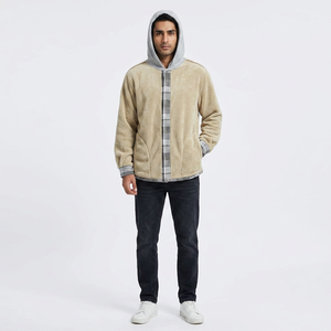 Camisas de Franela a Cuadros de Algodón para Hombre al por Mayor, Chaquetas Suaves con Forro Polar, Camisas de Franela con Botones y Chaquetas Rayadas con Capucha - Product Image 1