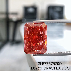 Anster - Diamante Radiante Rojo Sangre de Pichón Cultivado en Laboratorio de 1-10 Quilates, Varias Formas, Diamante Rojo Fantasía, Diamante CVD Creado en Laboratorio para Anillo - Product Image 1