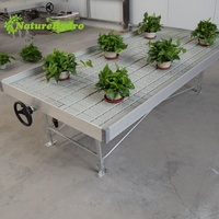 Table de culture hydroponique à flux et reflux sur roulettes pour serre, pour la culture agricole de plantes