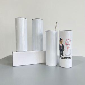 Double Wall Vacuum Insulated 20oz Sublimation Tumbler Straight Us Warehouse with <b>Metal</b> <b>Straw</b> and Leak-Proof Lid Shrink Wrap - Product Image 2