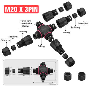 Connecteur CE/UL/SAA M20, câble d'alimentation 25A, type X, croisé, 3 voies, étanche IP68, connecteur de câble d'alimentation 3 broches pour éclairage de <span class=keywords><strong>jardin</strong></span> - Product Image 4
