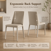 Chaise de salle à manger rembourrée beige crème sans accoudoirs, style contemporain Parsons, avec dossier incurvé et pieds effilés