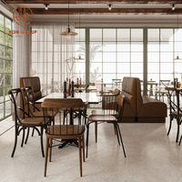 Café-Esszimmer-Restaurant-Möbel Holztisch mit Lederpolsterung Runder Holztisch und Kaffeehausstuhl-Set