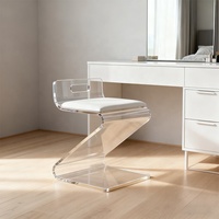 Chaise de salle à manger moderne en acrylique transparent avec dossier en cuir, design en forme de Z, écologique et durable pour la maison, le bar et les loisirs