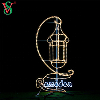 Decoración de Ramadán con motivo 2D, luna creciente iluminada con luz LED de cuerda