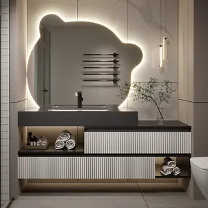 欧式现代浮动浴缸顶双水槽浴室梳妆台套装带水槽