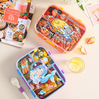Nouvelle boîte à lunch à quatre compartiments avec poignée, boîte à lunch portable, récipient alimentaire compatible micro-ondes