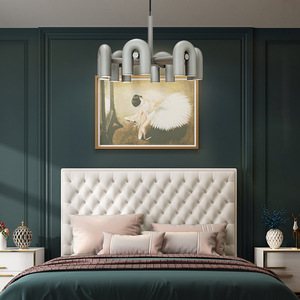 Hiện Đại Bắc Âu U Hình Dạng Trần Ánh Sáng Mặt Dây Chuyền Màu Đen Và Màu Đỏ <span class=keywords><strong>LED</strong></span> Đèn Chùm Cho Phòng Ngủ Đầu Giường Phòng Khách - Product Image 6