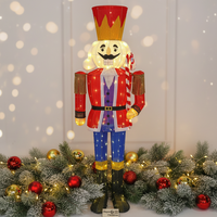 Décoration de Noël Soldat Casse-Noisette LED Blanc Étanche IP44, Figurine Autoportante en Fil Métallique pour Jardin Extérieur