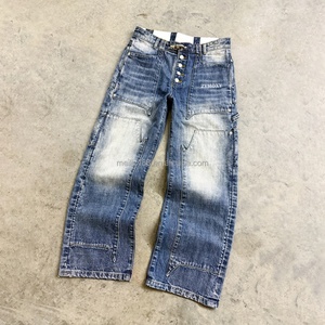 Pantalones Vaqueros de Mezclilla Vintage de Alta Calidad con Botones, Pierna Recta, Estilo Bombero, con Cierre de Mosquetón, Corte Holgado - Product Image 1