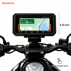 จอแสดงผลดิจิตอล Bestsonic ขนาด 6.25 นิ้ว สำหรับมอเตอร์ไซค์ รองรับ CarPlay ช่วยเพิ่มความปลอดภัยในการขับขี่ <span class=keywords><strong>ใช้</strong></span>งานได้กับมอเตอร์ไซค์ส่วนใหญ่ เครื่องนำทางแบบพกพาสำหรับมอเตอร์ไซค์ - Product Image 1