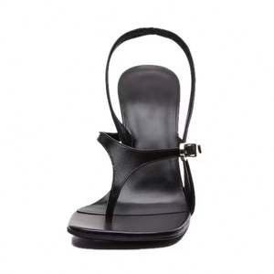 Zapatos de Diseñador de Lujo 2025, Sandalias de Tacón Alto con Tira de Cuero Negro, Estilo Sexy y Ligero para Mujer - Product Image 5