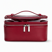 Sac de rangement pour maquillage transparent imperméable personnalisé KONCAI, sac de toilette en PVC et cuir PU pour les voyages
