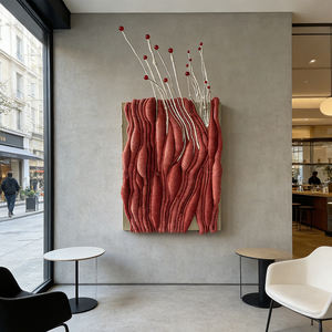 Sculpture murale en <span class=keywords><strong>fil</strong></span> de lin texturé 3D en terre cuite, art tissé de luxe moderne pour espaces résidentiels haut de gamme - Product Image 5
